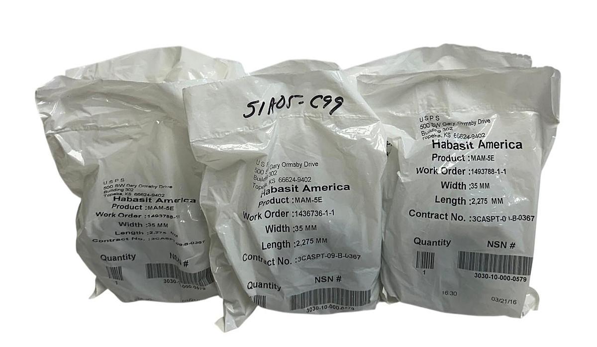 Used 6 HABASIT AMERICA MAM-5E / MAM5E CONVEYOR BELTS W: 35mm L: 2,275mm OEM NSFS
