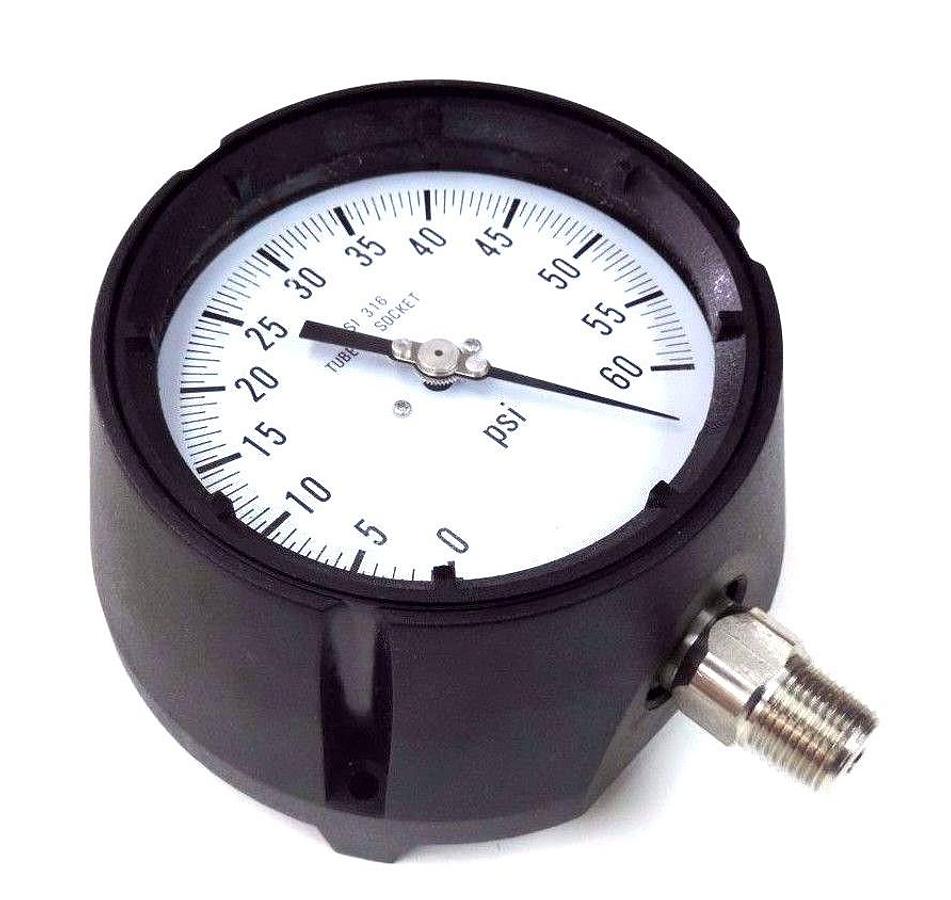 Used NIB ASHCROFT P5063-G-SG AISI 316 TUBE & SOCKET 4.5'' PROCESS GAUGE 60 PSI