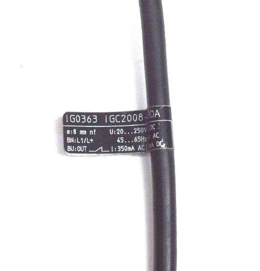 Used IFM EFECTOR IG0363 PROXIMITY SENSOR IGC2008-BBOA 8MM 20-250V