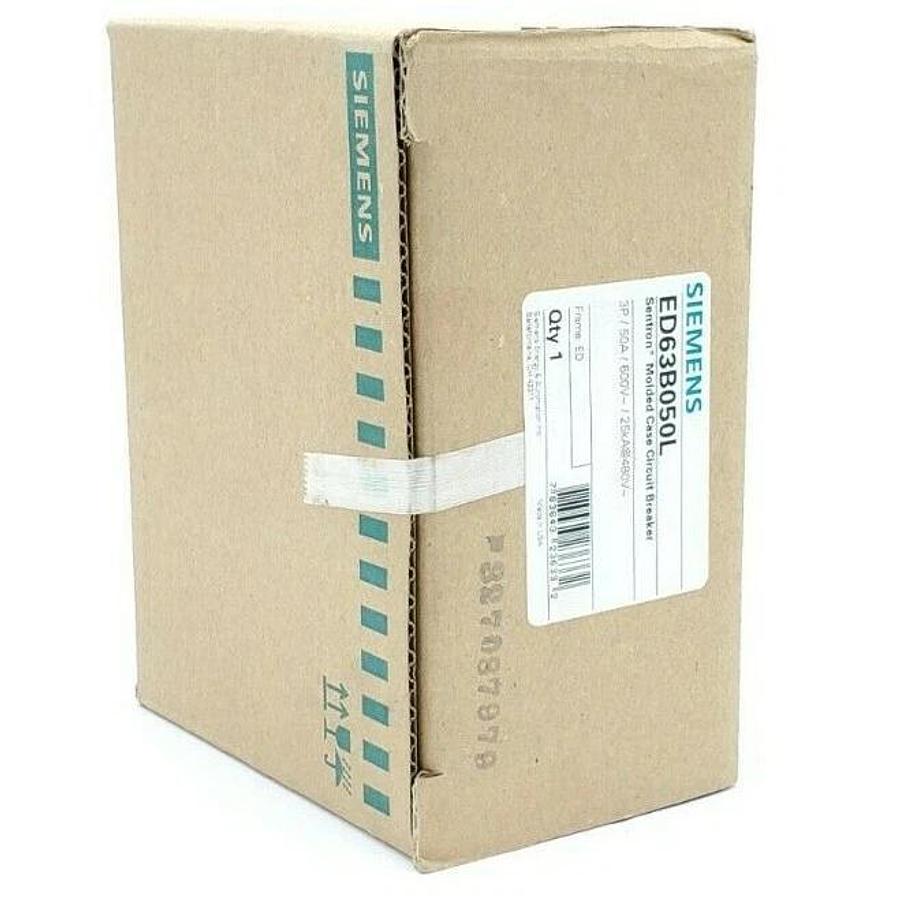 Used FACTORY SEALED SIEMENS ED63B050L SENTRON MOLDED CASE CIRCUIT BREAKER 3P, 50A