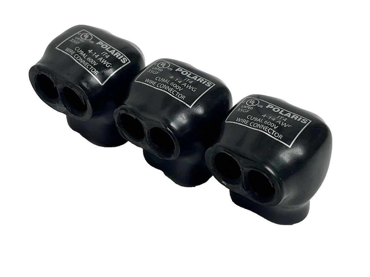 Used Lot of 3 Polaris IT-4 Insulated Tap Connector 4-14 AWG CU9AL 600V