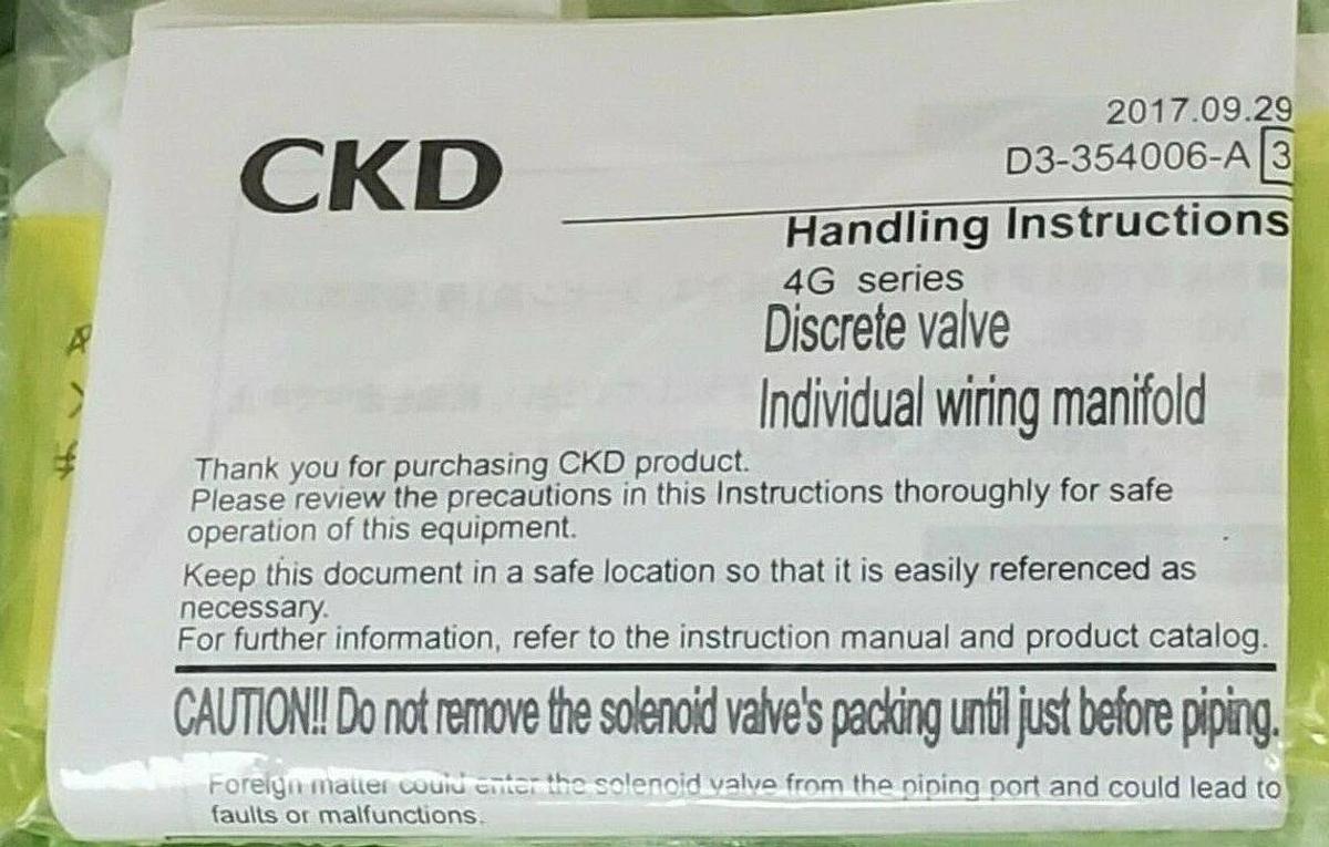 Used NIB CKD M4GB120R-C6-E2HZ1D-7-3 DISCRETE VALVE MANIFOLD ASSEMBLY M4GB120RC6E2HZ1D