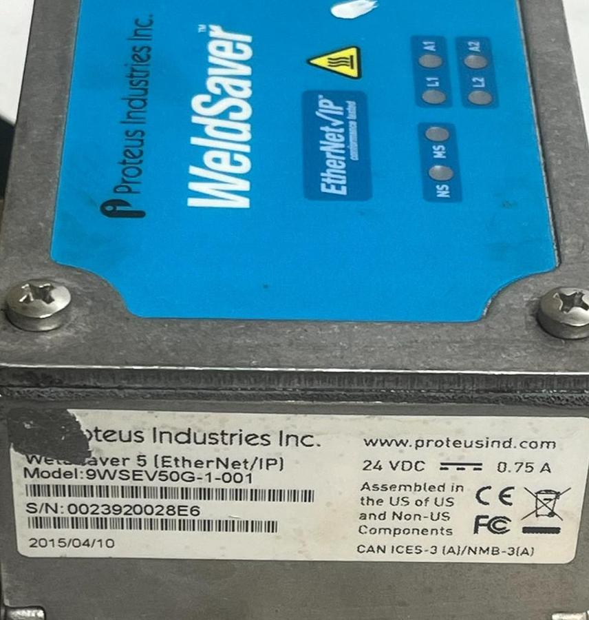 Used Proteus WeldSaver 5 EtherNet/IP 9WSEV50G-1-001 Water Control Robot Panel SMC