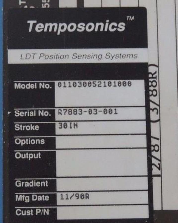 Used MTS TEMPOSONICS 011030052101000 LDT POSITION SENSING SYSTEM 30" STROKE