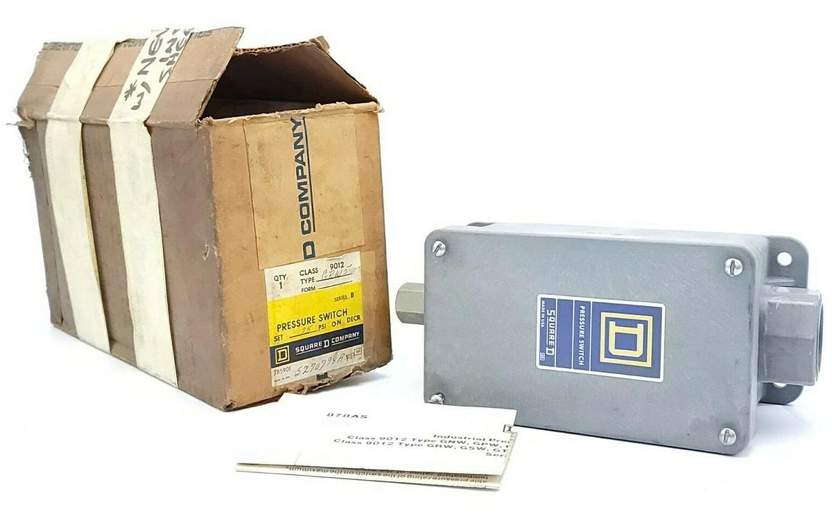 Used NIB SQUARE D 9012-GRW5 PRESSURE SWITCH 9012GRW5 SER. B RANGE 3-150PSIG