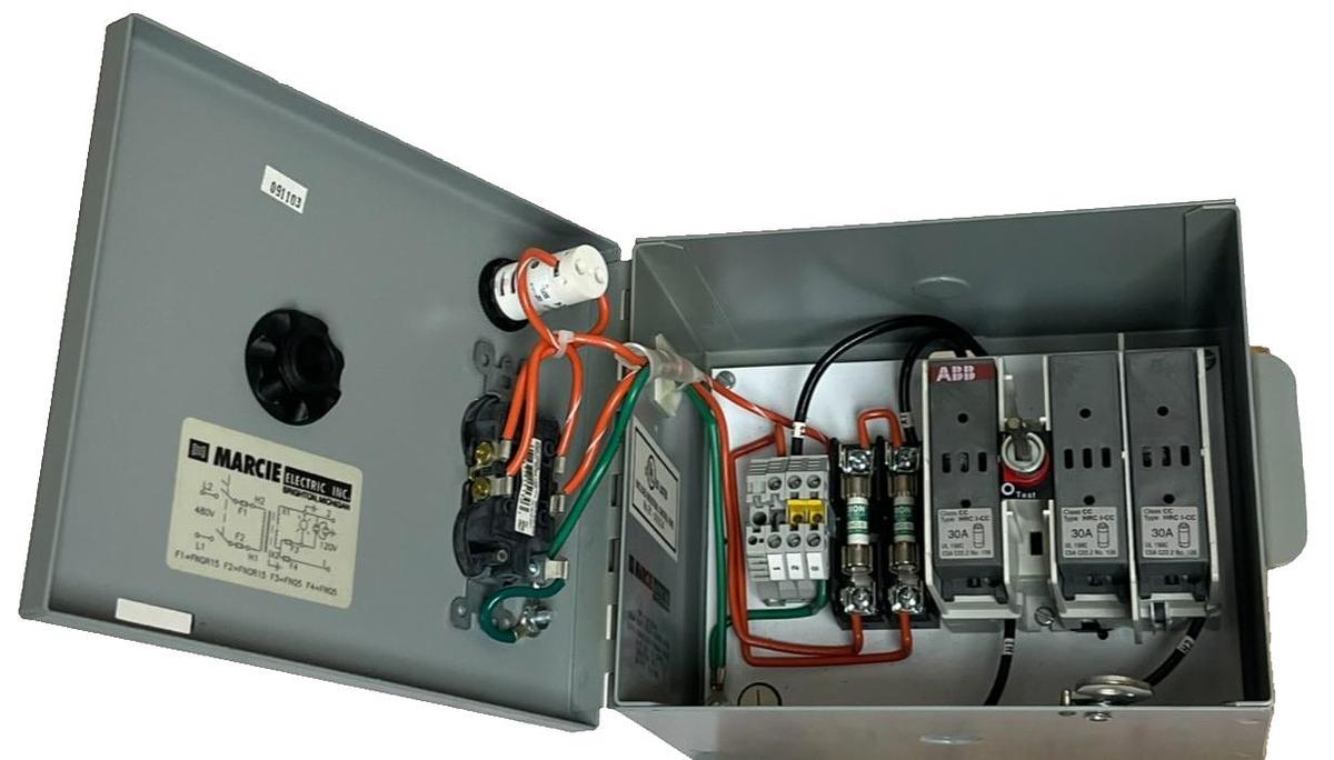Used Marcie Electric OM3000-2895 Transformer Disconnect Enclosure 3kVA 480V to 120V