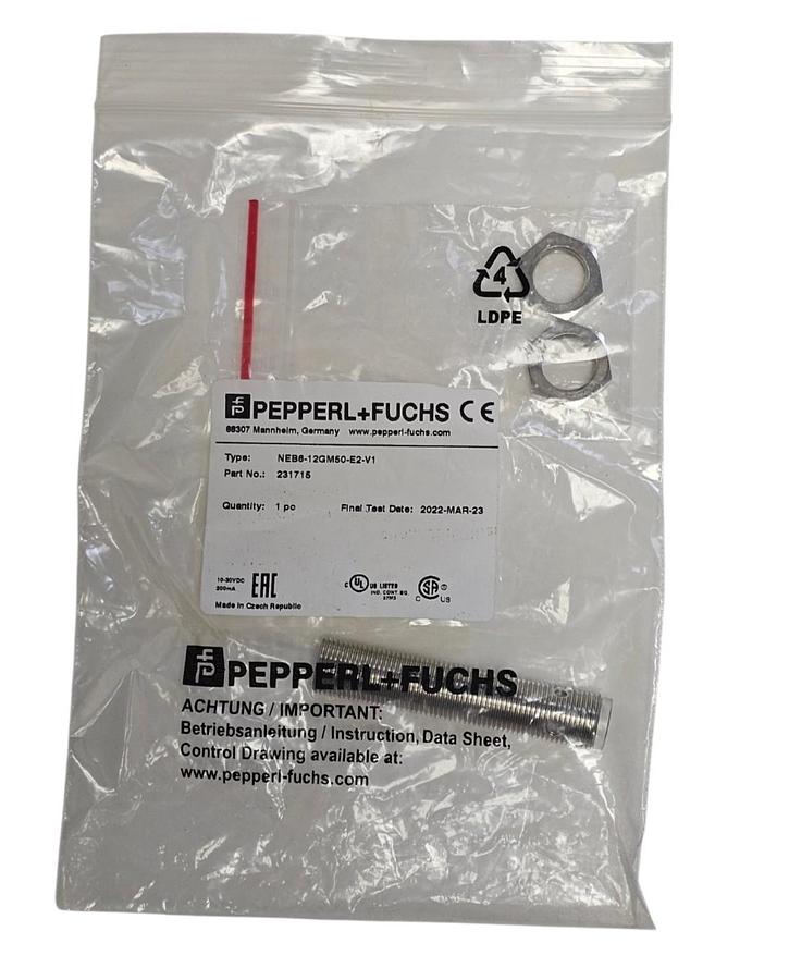 Used NEW PEPPERL+FUCHS NEB6-12GM50-E2-V1 PROXIMITY SENSOR P/N: 231715