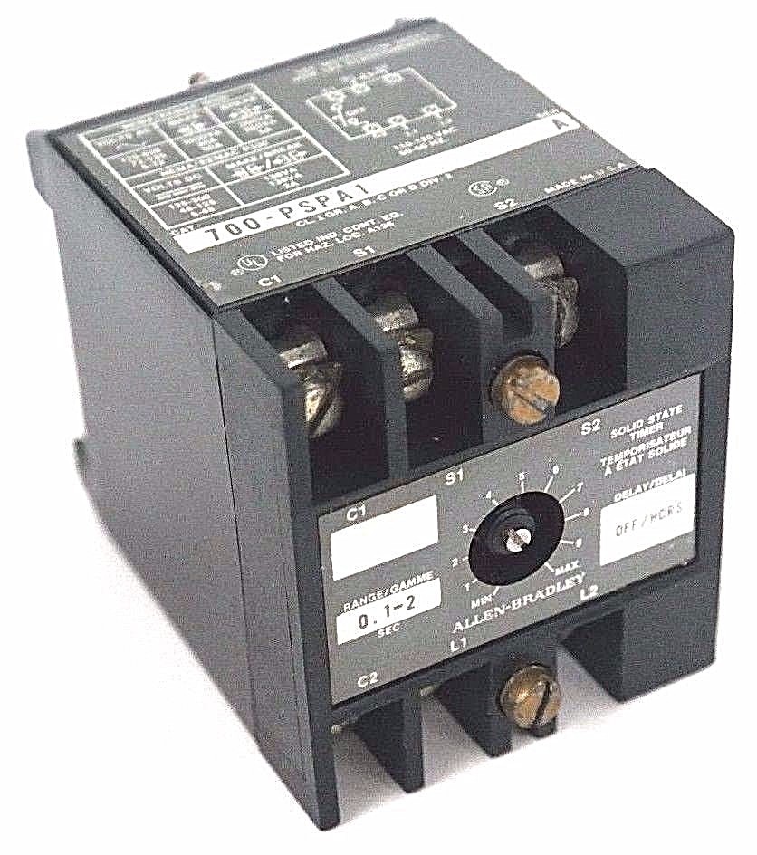 Used ALLEN BRADLEY 700-PSPA1 SOLID STATE TIMER 700PSPA1 SER. A RANGE: 0.1-2 SEC.