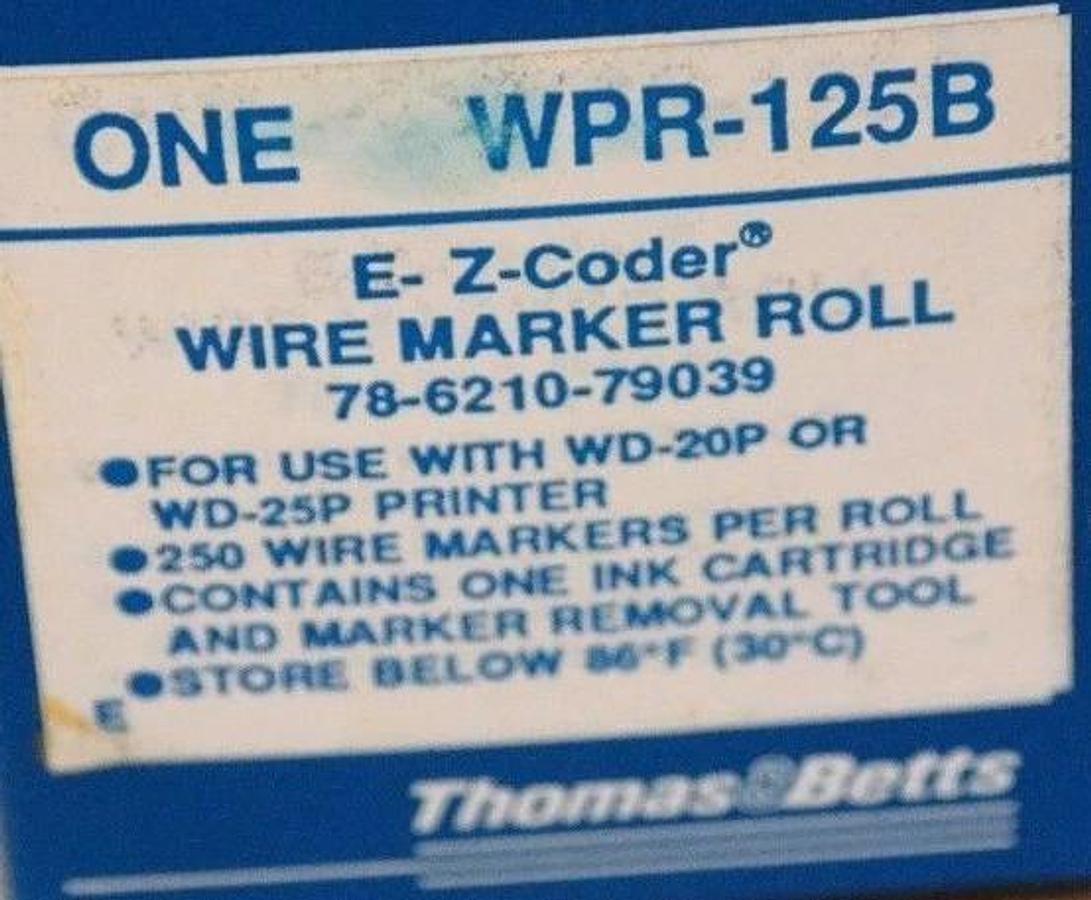 Used NIB THOMAS & BETTS WPR-125B WIRE MARKER ROLL 78-6210-79039