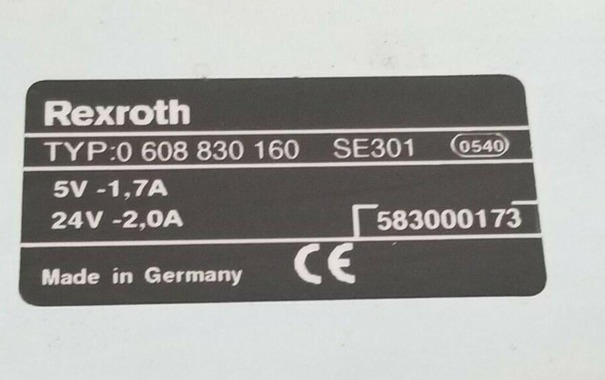 Used BOSCH / REXROTH TYPE: 0 608 830 160 TIGHTENING CONTROLLER SE301 5V-1.7A 24V-2.0A