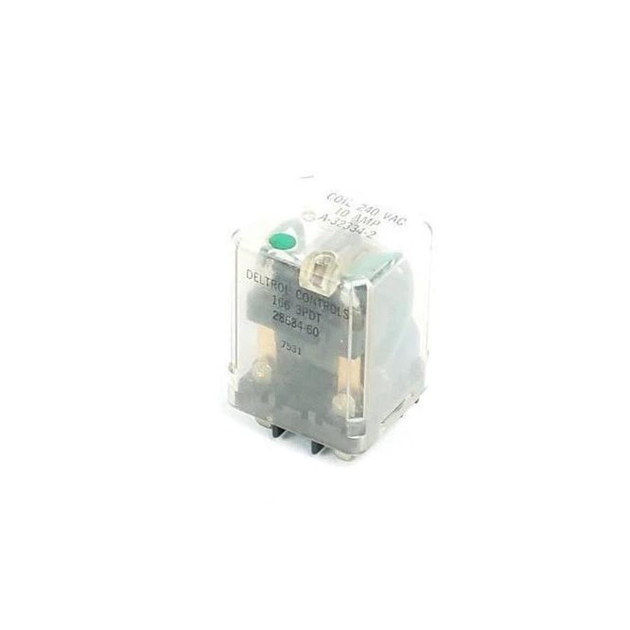 Used DELTROL CONTROLS 166-3PDT RELAY 28684-60, A-32334-2, 240VAC COIL, 10A, 1663PDT