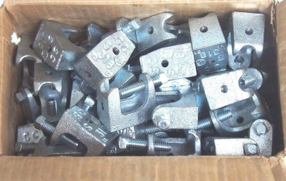 Used BOX OF 50 NEW STEEL CITY 500-SC GALVANIZED MALLEABLE IRON BEAM CLAMPS 1/4"