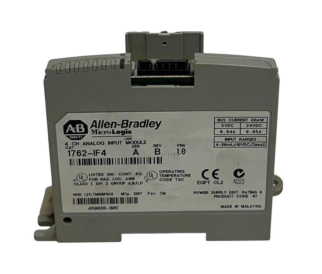 Used ALLEN BRADLEY 1762-IF4 /A MicroLogix 4-CHNL ANALOG INPUT MODULE 1762IF4 USNP
