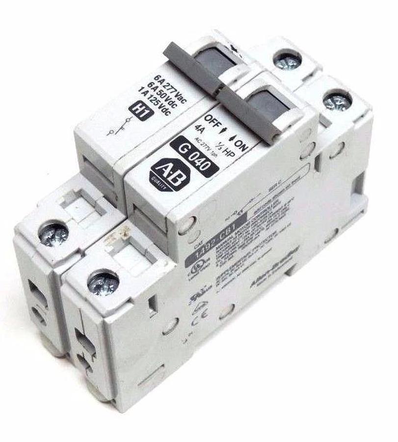 Used ALLEN BRADLEY 1492-ABC-H1 SER. B CIRCUIT BREAKER W/ 1492-CB1-G-040 SER. C