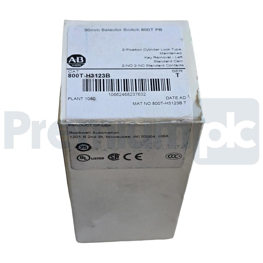 Allen-Bradley 800T-H3123B /T Selector Switch 30mm 2Pos Cylinder Lock 2 NO / 2 NC