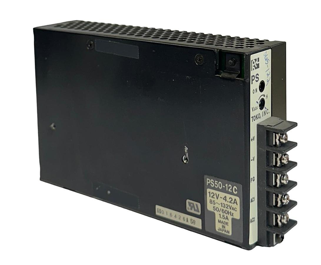 Used TOKO INC PS50-12C / PS5012C POWER SUPPLY 12V-4.2A 85-132VAC 50/60Hz 1.5A USNP