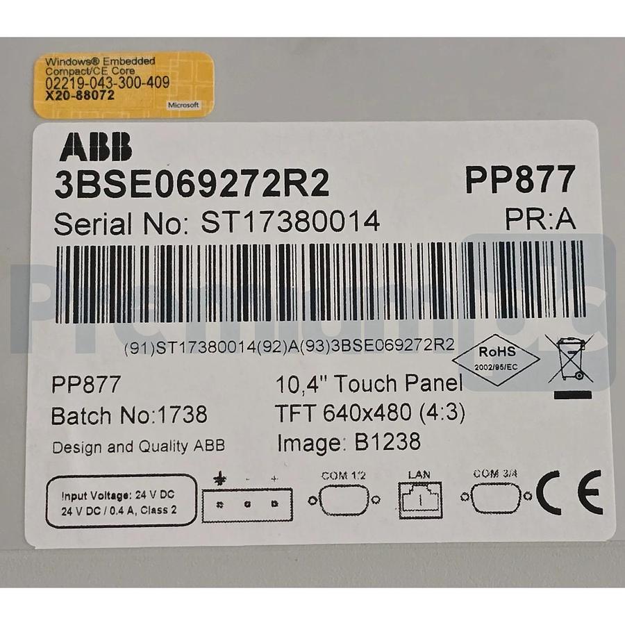 ABB PP877 | 3BSE069272R2 Panel 800 10.4" TOUCH PANEL HMI TFT 640X480 24VDC NSMP
