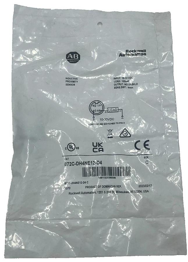 Used ALLEN-BRADLEY 872C-DH4NE12-D4 /C Inductive Proximity Sensor 12mm Diameter NSFS