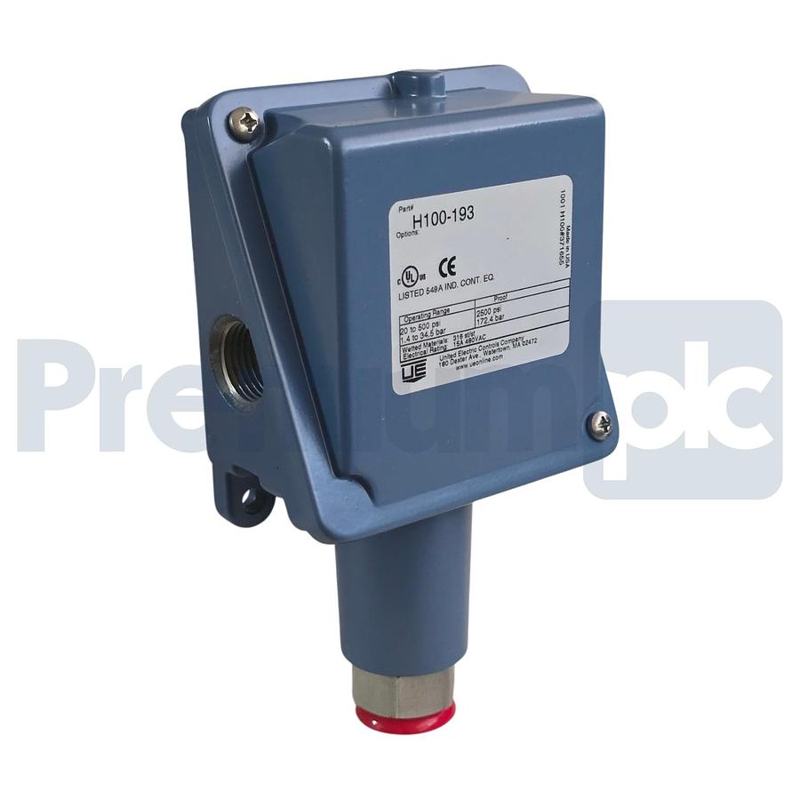 UE United Electric H100-193 Pressure Switch 20-500 psi 15A 480V NSMP