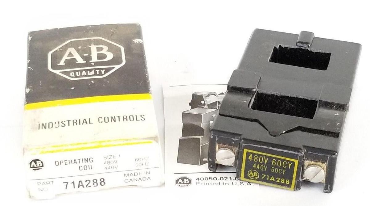 Used LOT OF 2 NIB ALLEN BRADLEY 71A288 OPERATING COILS SIZE 1 480/440V 60/50HZ