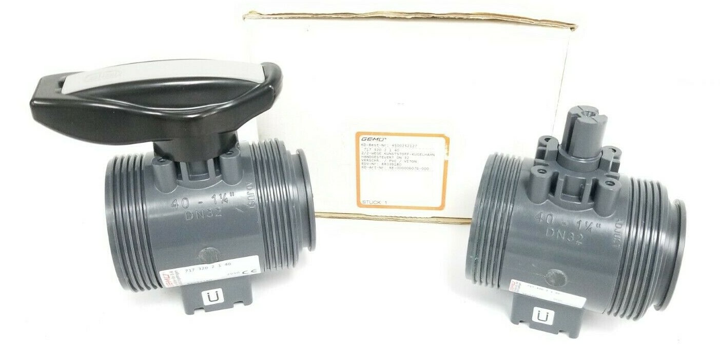 Used LOT OF 2 NEW GEMU 4500252127 VKD BALL VALVES 717-32D-2-1-40 DN32 (INCOMPLETE)