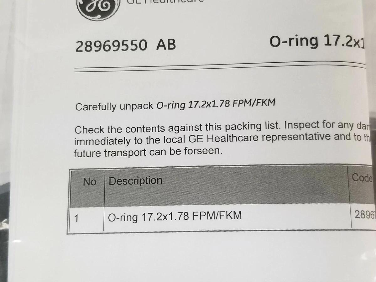 Used LOT OF 4 NEW GE HEALTHCARE 28-9695-50 O-RINGS 17.2 x 1.78 FPM/FKM 28969559 AB