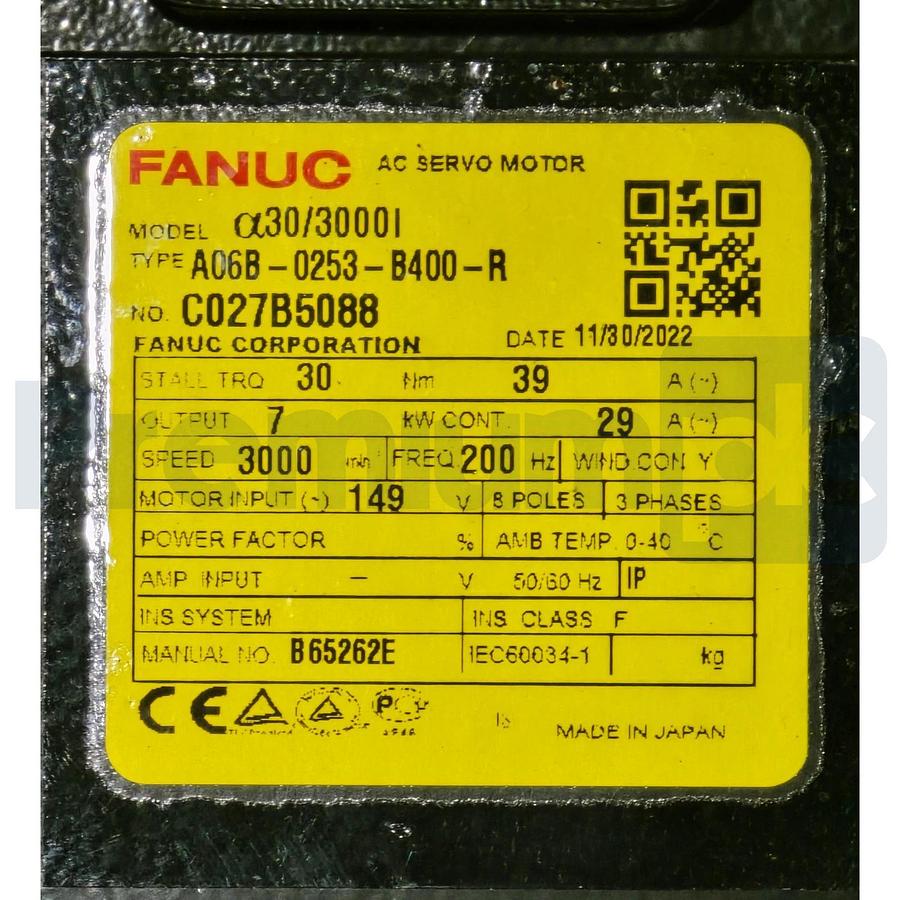 FANUC A06B-0253-B400-R α30/3000i AC SERVO MOTOR A06B-0253-B400 REMAN