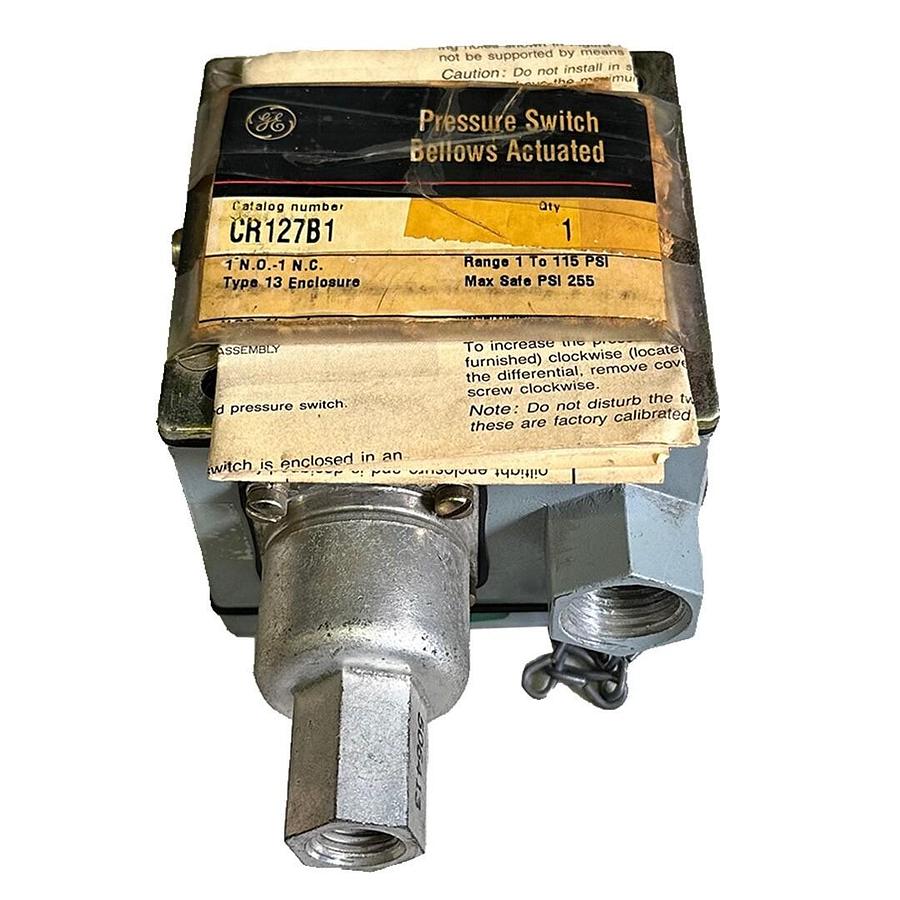 Used NEW GENERAL ELECTRIC CR127B1 BELLOWS ACTUATED PRESSURE SWITCH 1-115PSI 1NO-1NC