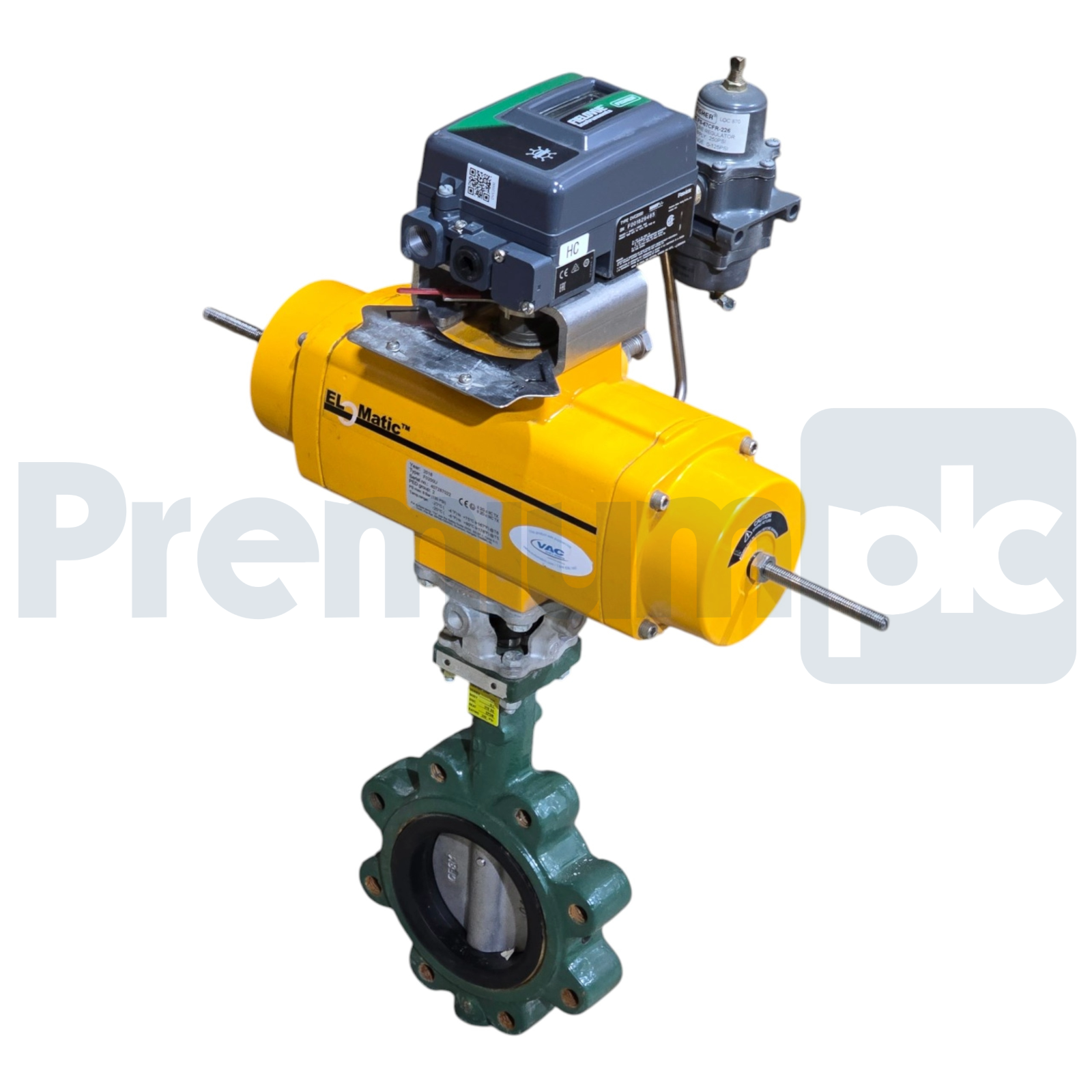 Used Fisher El-O-Matic 4" Butterfly Valve Assy w/DVC2000 Positioner & F0200U Actuator