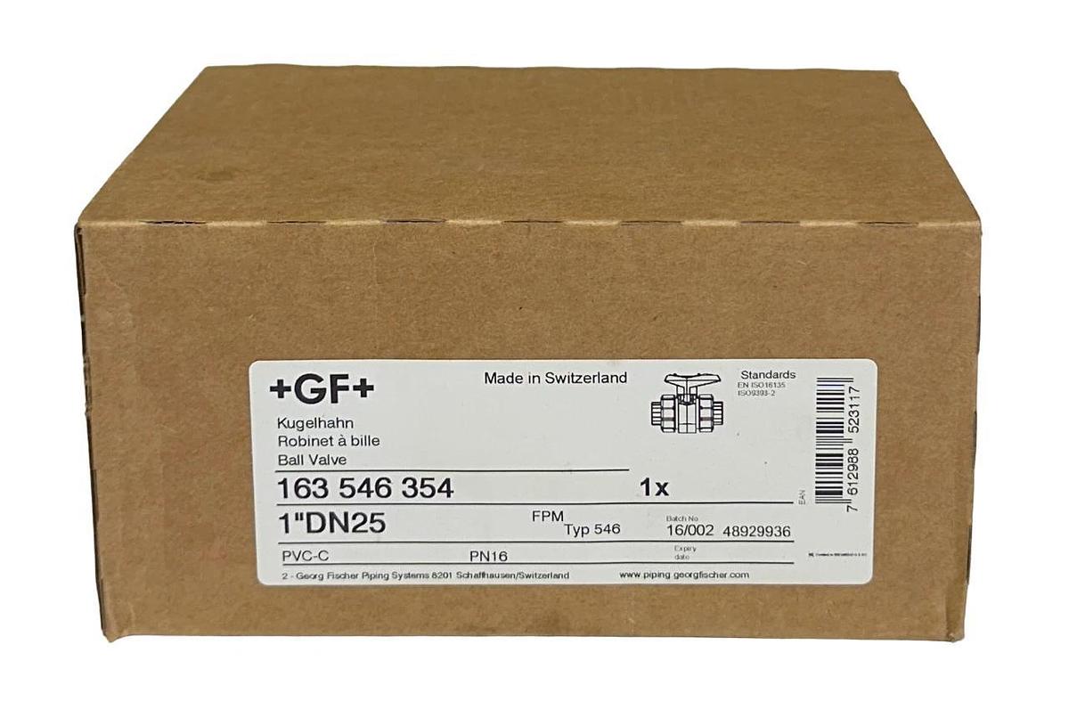 Used +GF+ GEORG FISCHER 163.546.354 / 163546354 MANUAL BALL VALVE 1'' TYPE 546 USMP
