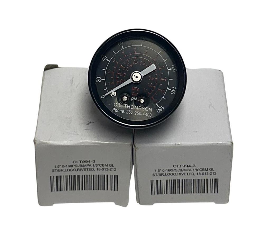 Used 2 CL THOMPSON CLT994-3 / CLT9943 PRESSURE GAUGES 1.5'' 0-160PSI 18-013-212 NSMP