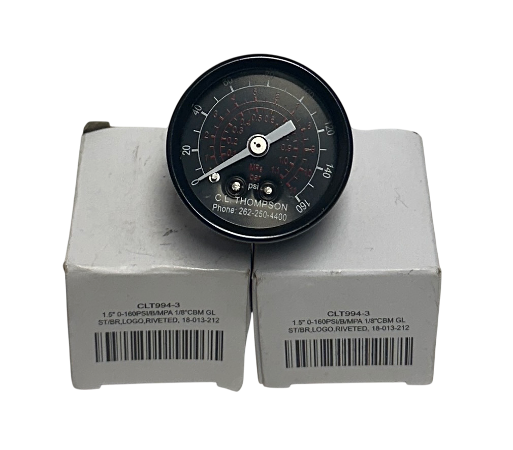 Used 2 CL THOMPSON CLT994-3 / CLT9943 PRESSURE GAUGES 1.5'' 0-160PSI 18-013-212 NSMP