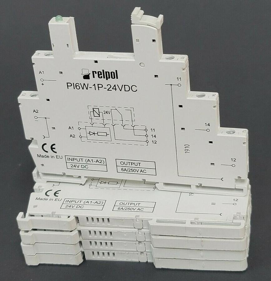 Used LOT OF 5 RELPOL PI6W-1P-24VDC RELAYS PI6W1P24VDC