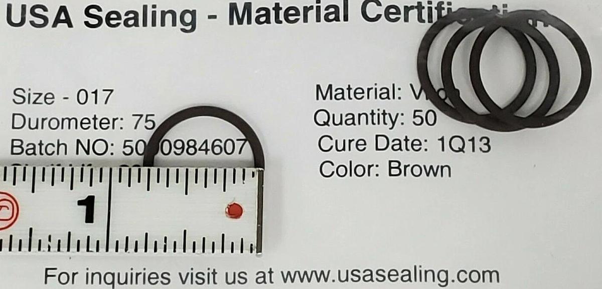 Used PACK OF 50 NEW USA SEALING ZUSAVB75017 O-RINGS, SIZE: 017, MAT: 75 SHORE A VITON