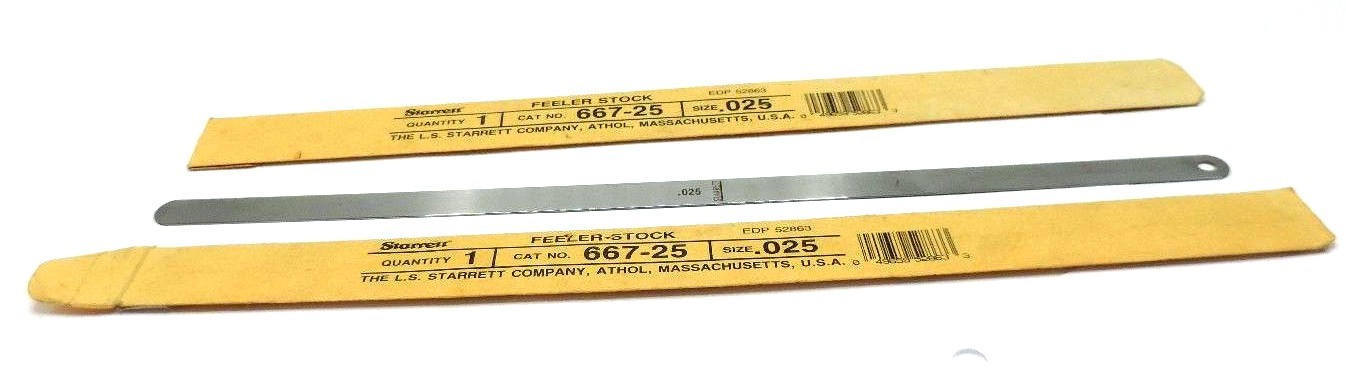 Used LOT OF 2 NEW STARRETT 667-25 FEELER STRIPS SIZE .025