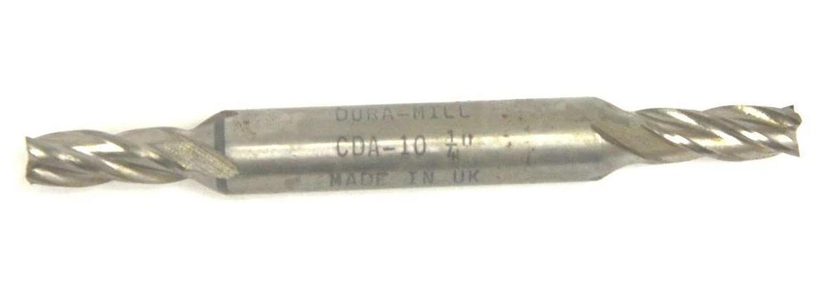 Used LOT OF 2 NEW DURAMILL CDA-10 1/4" END MILL, DOUBLE END, 56304