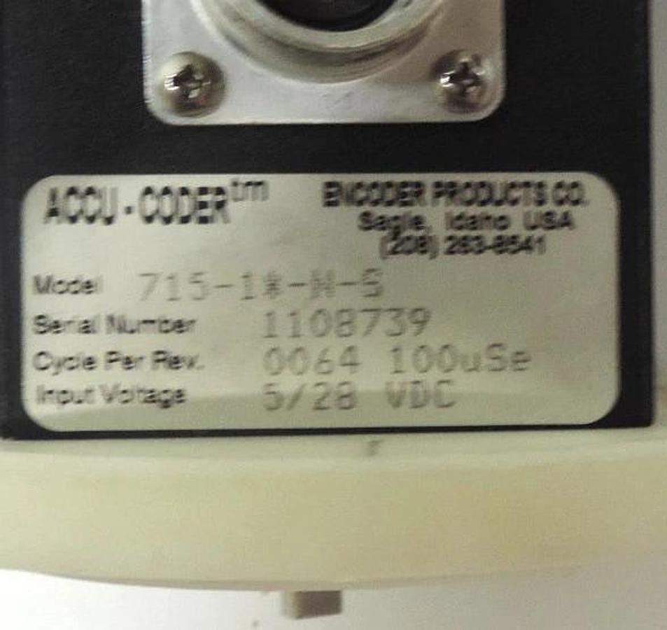 Used ACCU-CODER INCREMENTAL SHAFT ENCODER 715-1*-N-S, 5-28 VDC INPUT W/ IED ENCODER