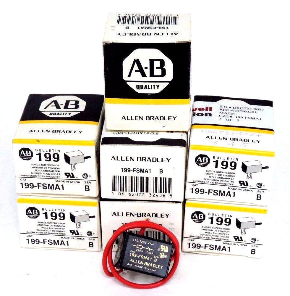 LOT OF 7 NIB ALLEN BRADLEY 199-FSMA1 SURGE SUPPRESSORS SER B 110-120V 199FSMA1
