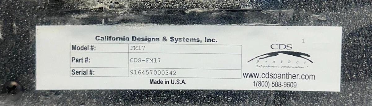 CALIFORNIA DESIGNS & SYSTEMS CDS-FM17 / FM17 PANTHER TOUCH SCREEN 17'' NSNP