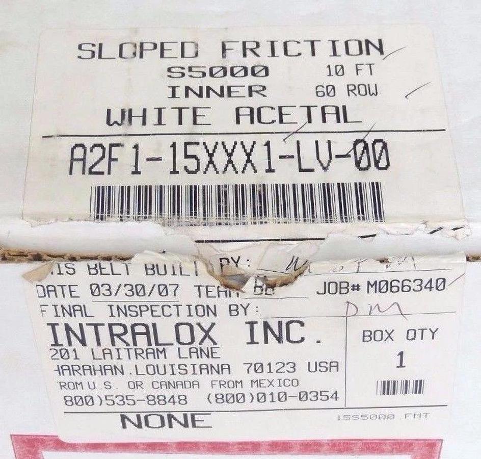 NIB INTRALOX A2F1-15XXX1-LV-00 S5000 10' SLOPED FRICTION BELT A2F115XXX1LV00