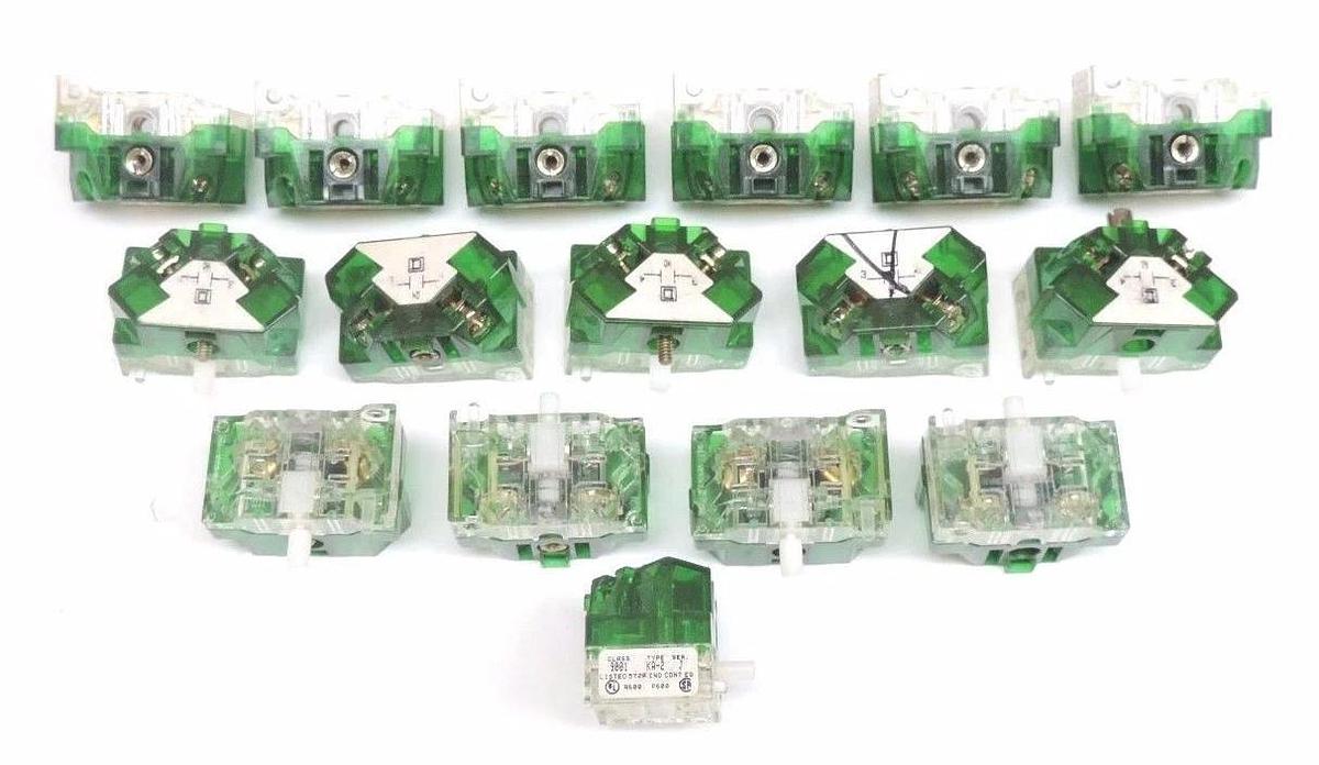 Used LOT OF 16 SQUARE D 9001-KA-2 FINGERSAFE CONTACT BLOCKS SER J, 9001KA2