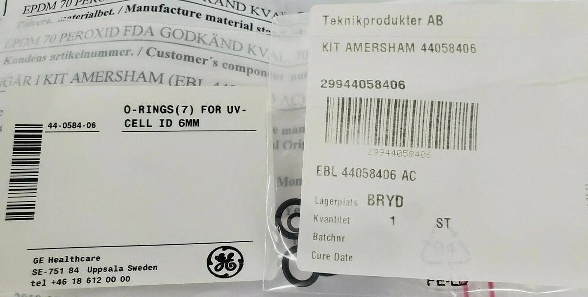 Used NEW GE HEALTHCARE 44-0584-06 O-RINGS (7) FOR UV-CELL ID 6mm 44058406