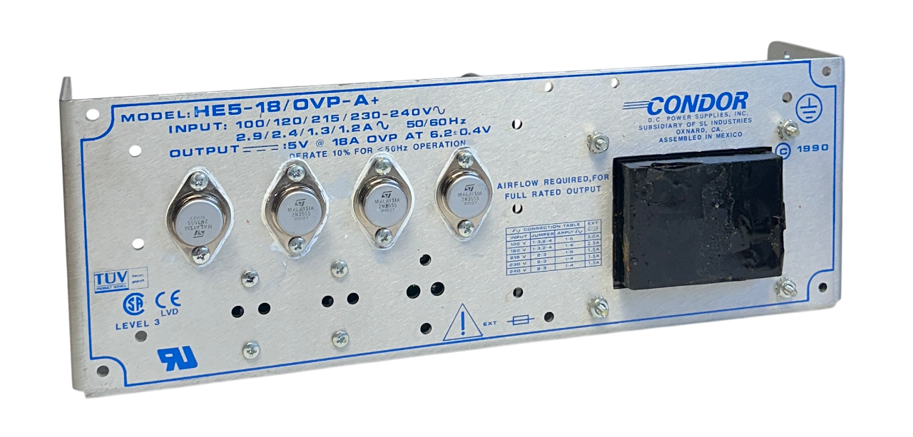 Used CONDOR HE5-18/OVP-A+ / HE5-18-OV-A+ / 110-43219 DC POWER SUPPLY 5VDC OUT USNP
