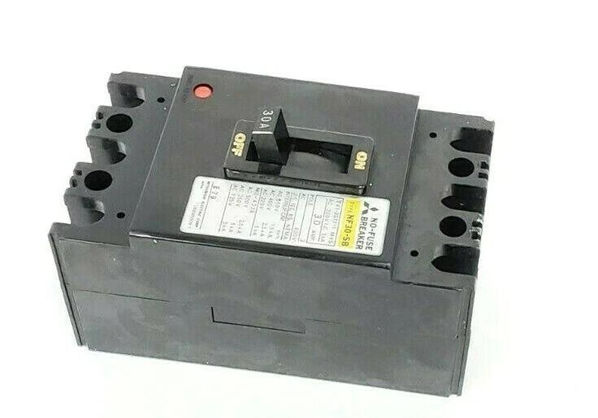 Used MITSUBISHI NF30-SB NO-FUSE CIRCUIT BREAKER 30A, 3-POLES, 600V