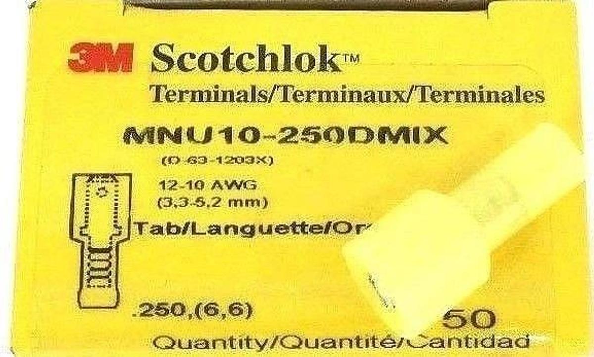 Used LOT OF 200 3M SCOTCHLOK MNU10-250DMIX TERMINALS NYLON INSULATED 12-10 AWG
