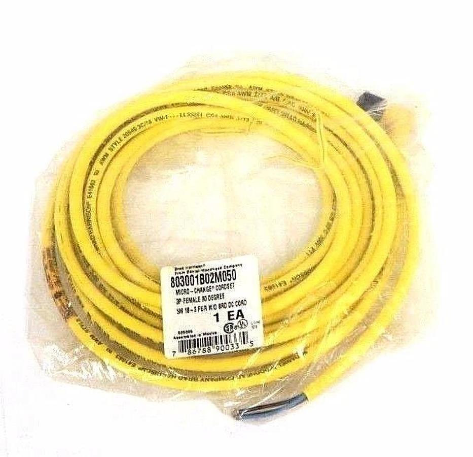 Used NEW BRAD HARRISON 803001B02M050 MICRO-CHANGE CORDSET 3P FEMALE 90 DEGREE