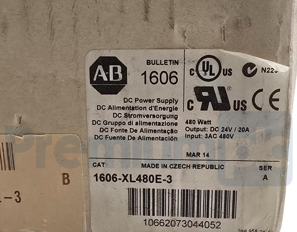 Used ALLEN BRADLEY 1606-XL480E-3 /A DC POWER SUPPLY 480W, 3AC 480V, 24V/20A NSMP