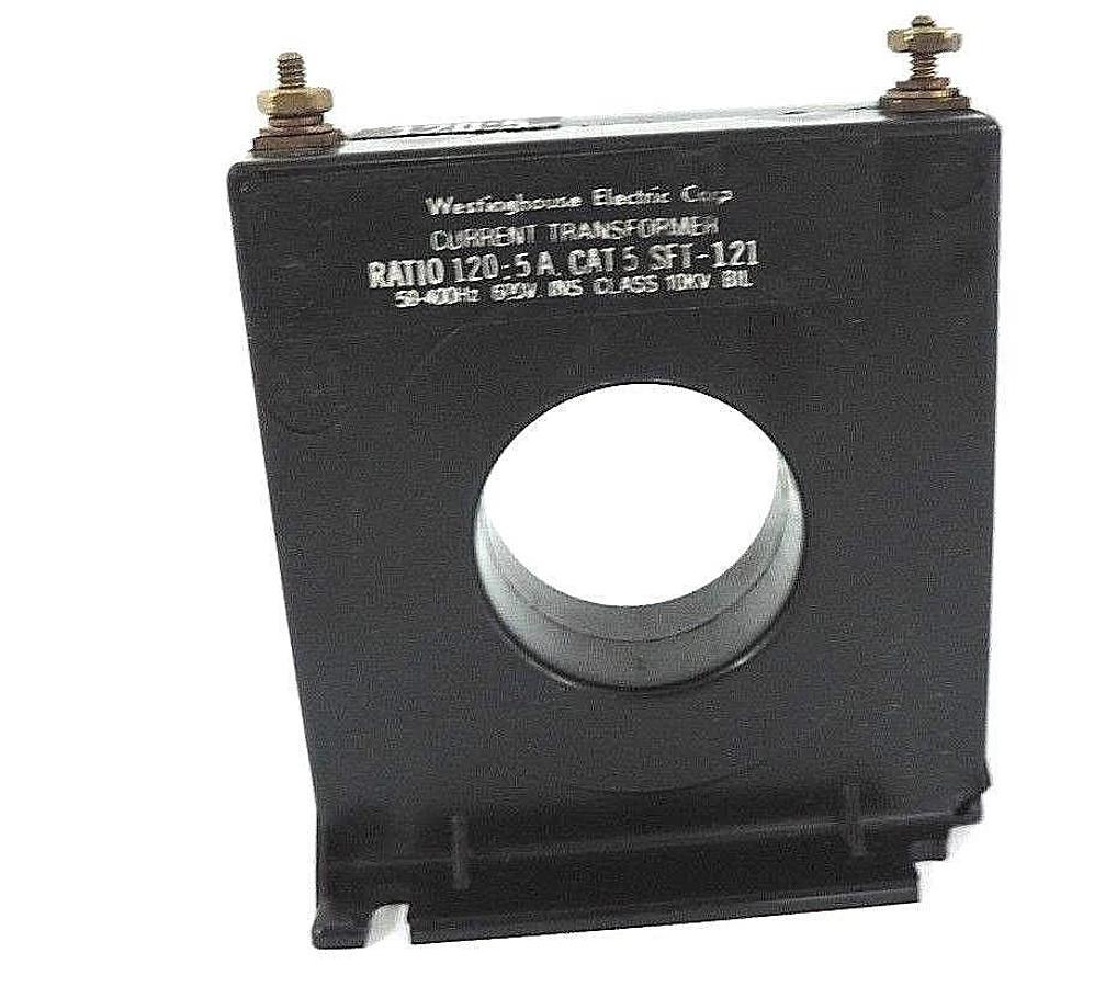 Used WESTINGHOUSE 5SFT-121 CURRENT TRANSFORMER RATIO 120:5A, 50-400HZ, 600V