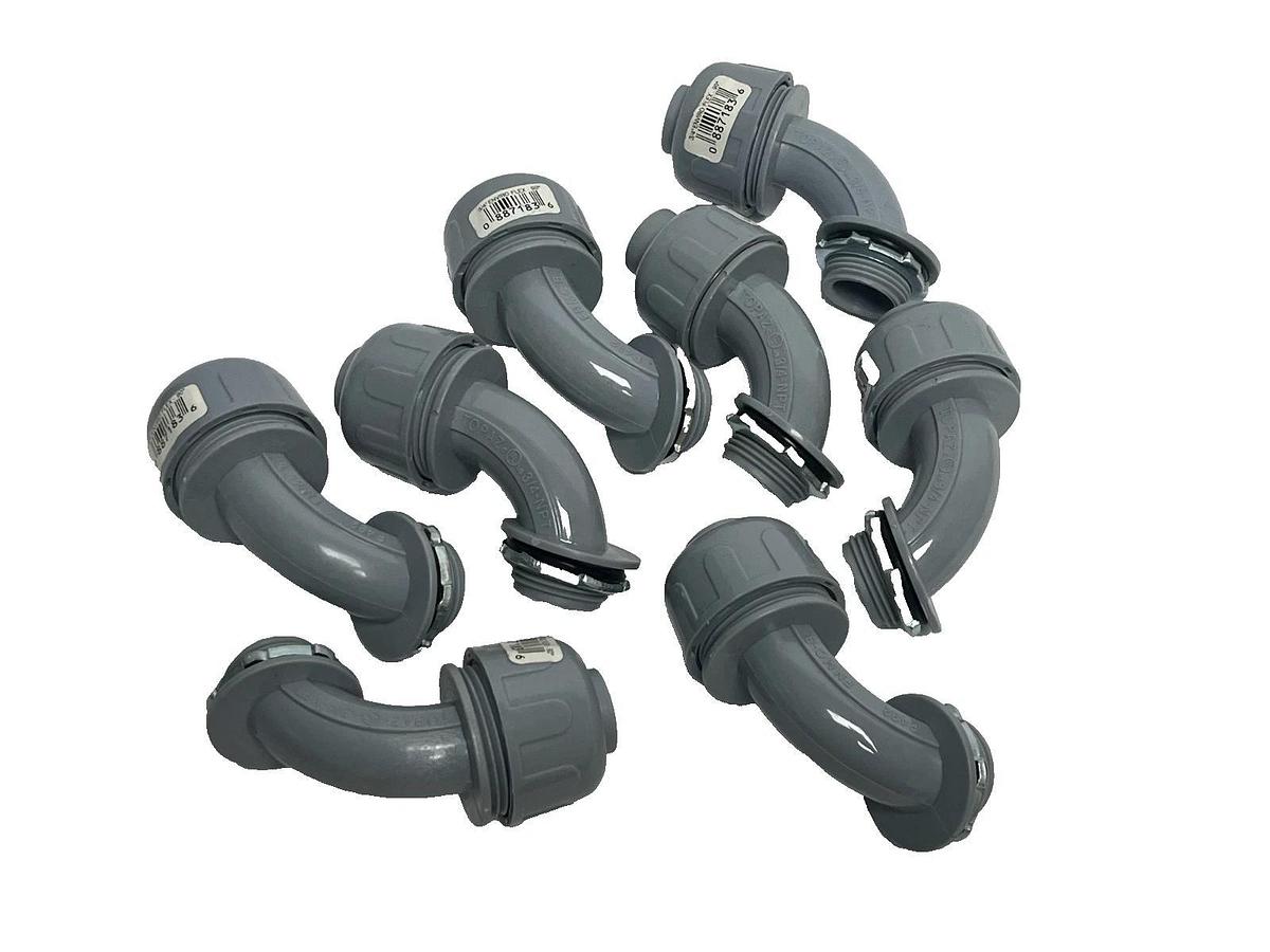Lot of 8 Topaz P492 3/4" 90° EnviroFlex Liquid Tight Connectors - New Surplus