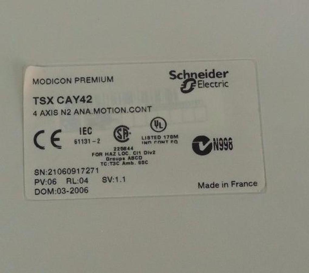 Used NEW SCHNEIDER ELECTRIC MODICON TSXCAY42 4 AXIS N2 ANA MOTION CONTROL TSX CAY42